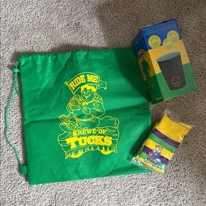 Krewe of Tucks Green Tote Bag and Accessories - Mardi Gras Decor - Mardi Gras